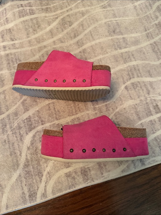 Free People Shoes - Free People Hot Pink Platform Slide Sandals with Stud Details
